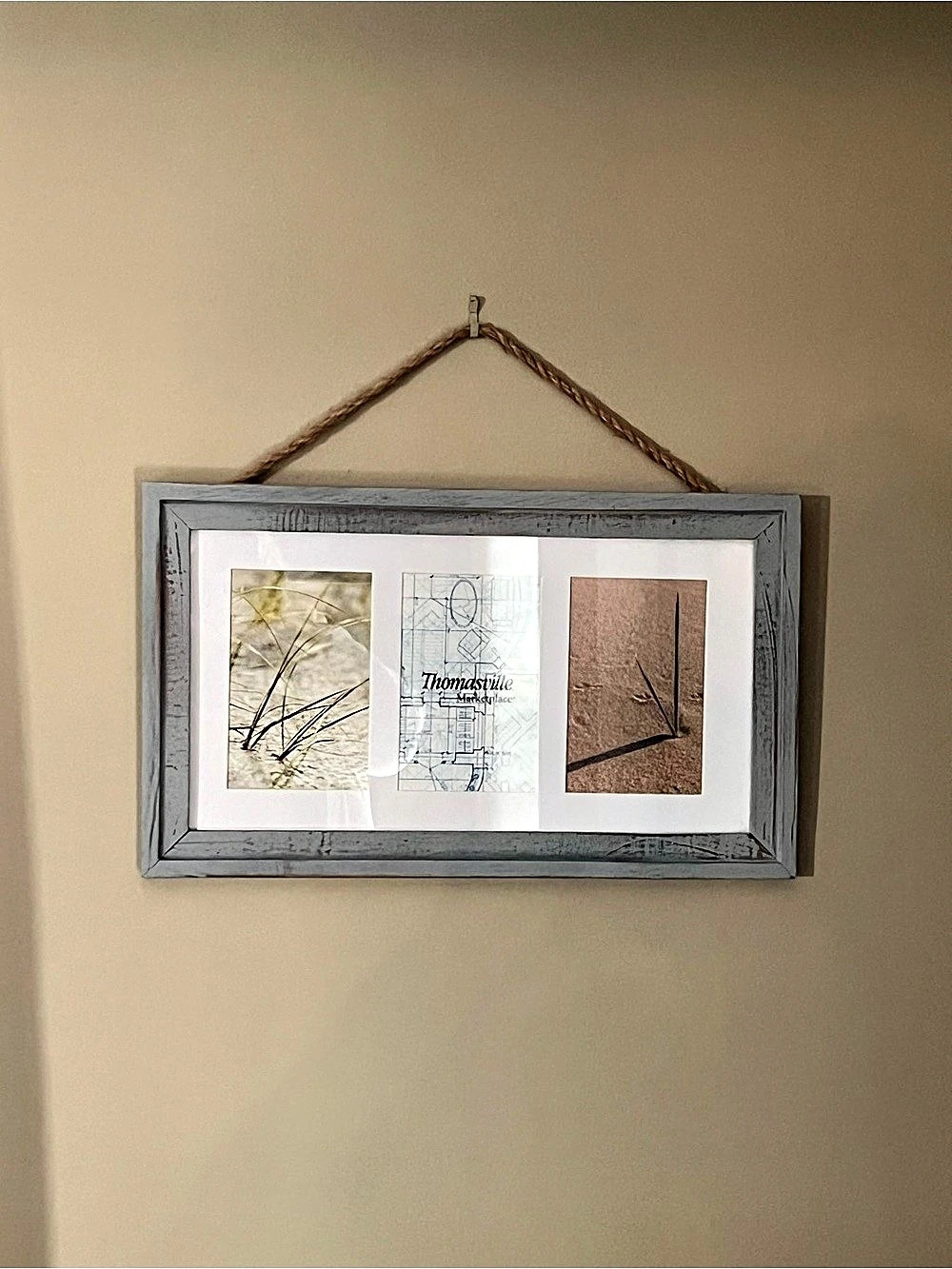 Thomasville Distressed Blue 3-Photo 4x6 Rope Hanging Frame